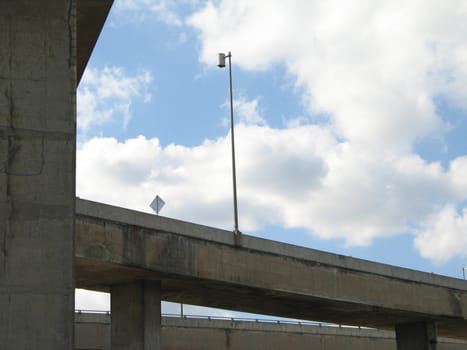 old concrete highway and blue sky