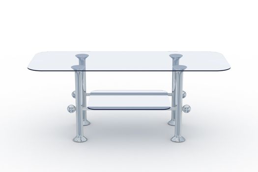glass little table on a white background. 3D image.