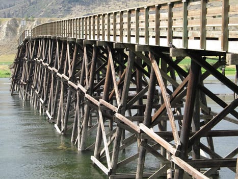 long, old wooden bridge
