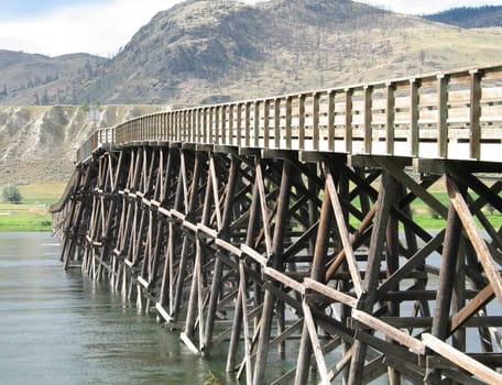 long, old wooden bridge