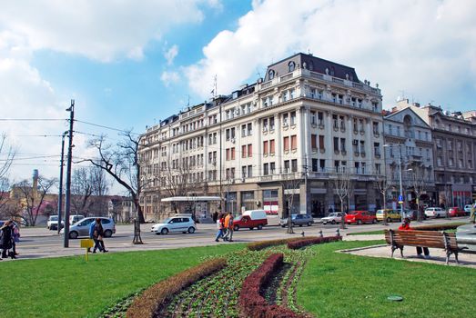 Street in center of Belgrade, Serbia, urban view