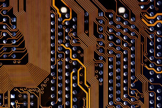 Close-up of the printed circuit - motherboard - periphery