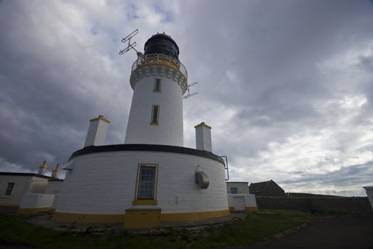 lighthouse in northern Scotland contorted by a wideangle lens