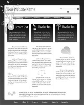 Vector editable black and grey full web page template.