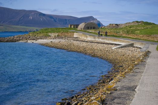 beautiful beach on Orkney with view to the isle of Hoy