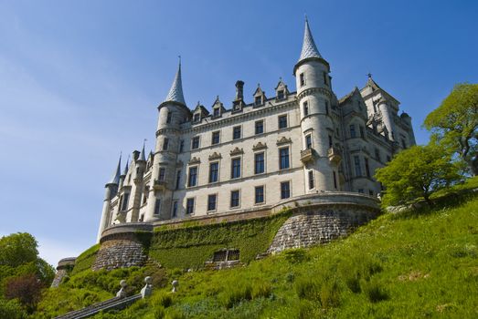 view of Dunrobin Castle in Scotland, UK