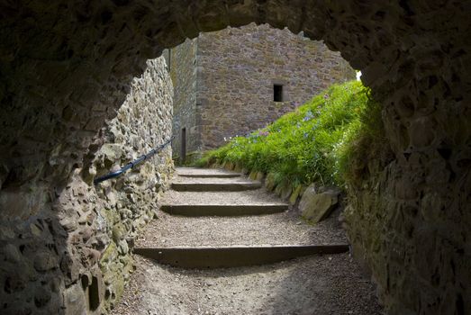 steps leading to the inside of the ruin of Dunnottar Castle