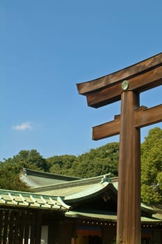 detail of exterior and gate at Meiji-Jingo Shrine, tokyo