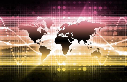 Abstract Technology Background With a Glowing Map