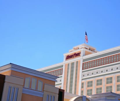 A exterior shot of the South Point casino and hotel in Las Vegas