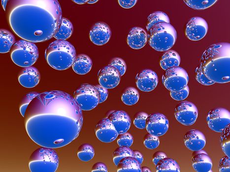 abstract flying bubbles - 3d illustration