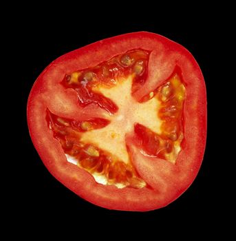 Detail of the slice of tomato