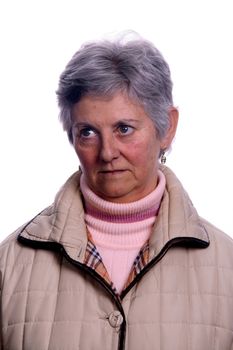 mature woman over white background