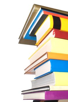 Lots of books stacked one over the other isolated on white