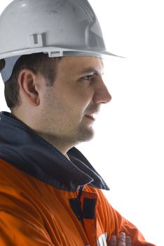 Miner profile isolated on white stock photo