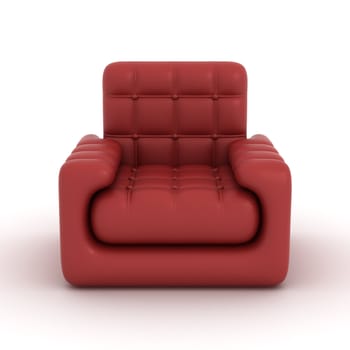leather armchair on a white background. 3D image.
