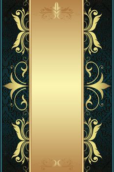 Golden banner with floral patterns