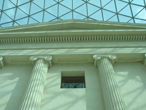 modern roof over calssic building