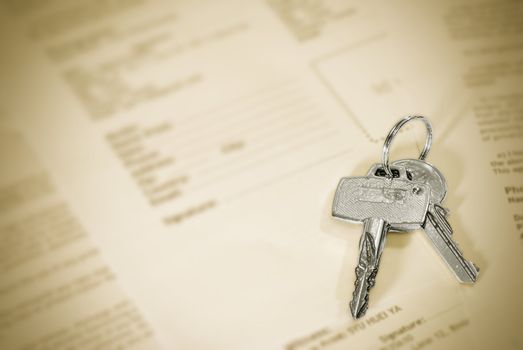 Key in silver color on yellow paper.