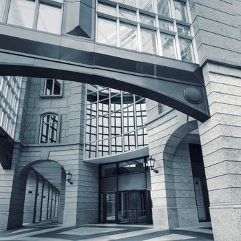 Cityscape of abstract modern building exterior architecture.