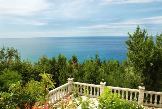adriatic sea landscape, view from stone terrace