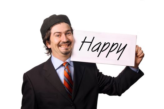 business man with chart over white background