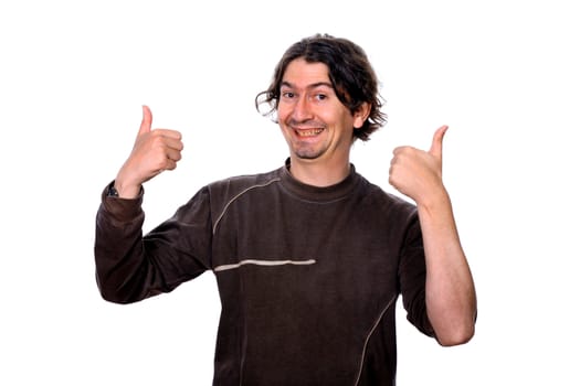 casual young man portrait over white background