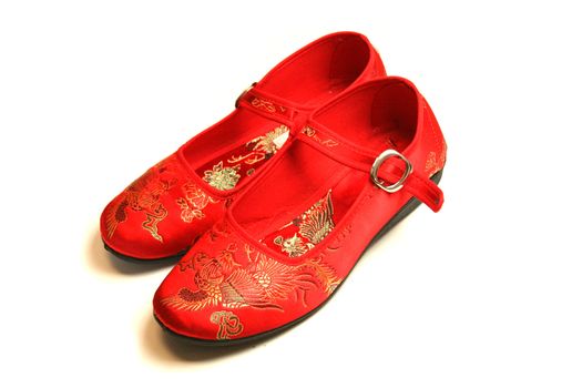 red beautiful chinese oriental shoes
