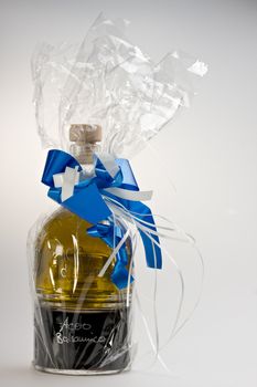 olive oil and vinegar wrapped as a gift