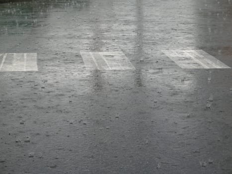 heavy rain on the street