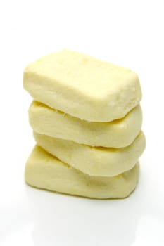 Butter shortbread biscuits isolated against a white background