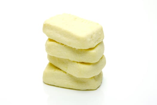 Butter shortbread biscuits isolated against a white background