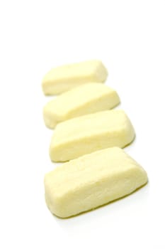 Butter shortbread biscuits isolated against a white background