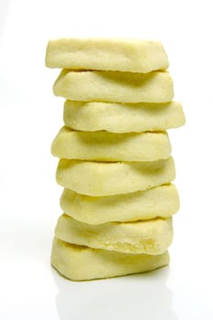Butter shortbread biscuits isolated against a white background