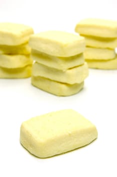Butter shortbread biscuits isolated against a white background