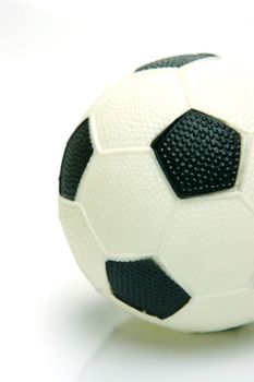 A soccer ball isolated against a green background