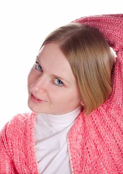 portrait of a young girl, isolated on white