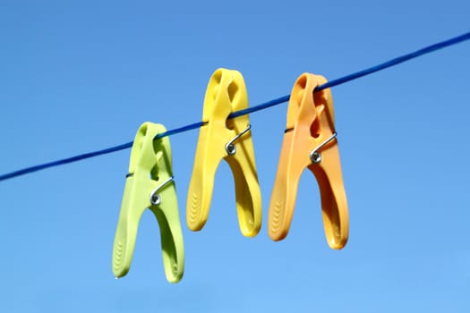 cloth pegs with a under the clear blue sky