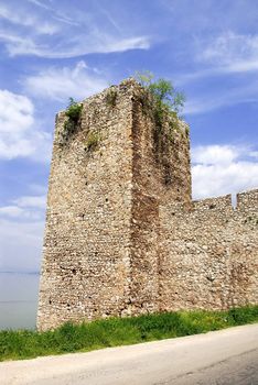 Tower of ancient stone fortification in national park Djerdap, Serbia