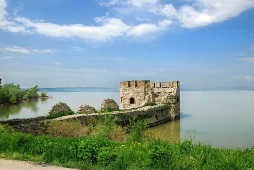 Tower of ancient stone fortification in national park Djerdap, Serbia