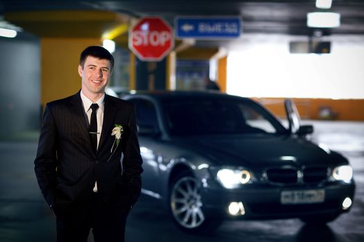 a groom in the garage