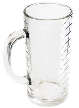 A transparent beer mug from glass with a pattern