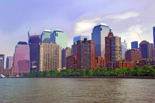 cityscape of New York City from river