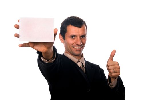 business man with chart over white background