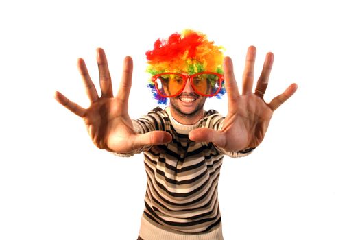happy clown over white background