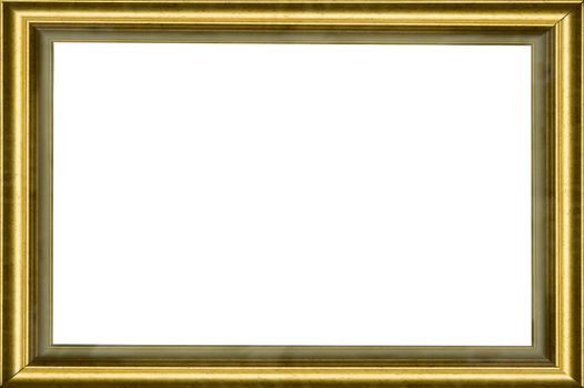 wooden golden classic frame on white background