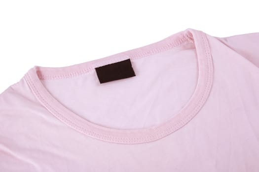 close-up of pink t-shirt and blank tag