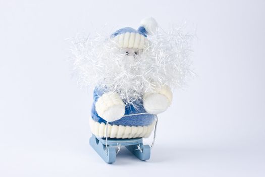 Toy of Blue Santa Claus on isolated background
