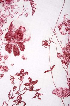 flower fabric texture, red plants on white background