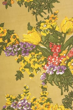 old flower fabric texture, decorative colored canvas